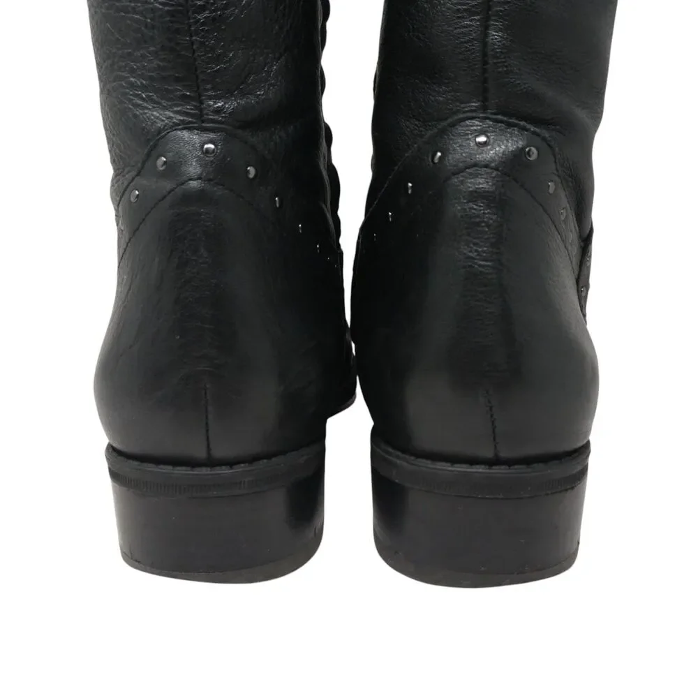 Sam‎ Edelman Prina Black Studded Leather Tall Riding Boots Womens 8